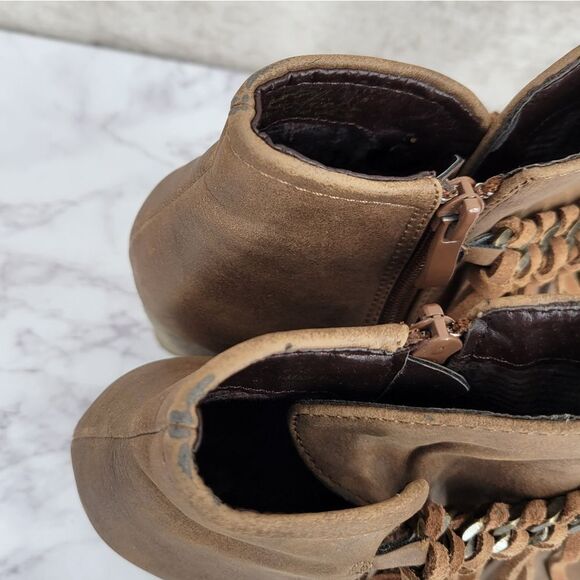 Sbicca Vintage Collection Zepp Women's Brown Fringe Wedge Boots Bootie - Picture 3 of 14